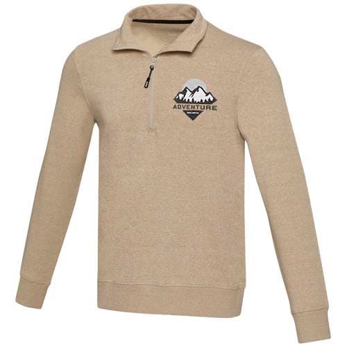 Tin sweter unisex Aware™ z materiałów z recyklingu z zamkiem błyskawicznym na 1/4 długości 280 g/m²