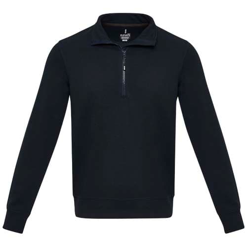 Tin sweter unisex Aware™ z materiałów z recyklingu z zamkiem błyskawicznym na 1/4 długości 280 g/m²