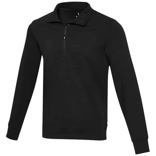 Tin sweter unisex Aware™ z materiałów z recyklingu z zamkiem błyskawicznym na 1/4 długości 280 g/m²