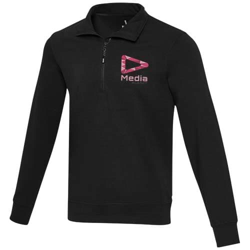 Tin sweter unisex Aware™ z materiałów z recyklingu z zamkiem błyskawicznym na 1/4 długości 280 g/m²