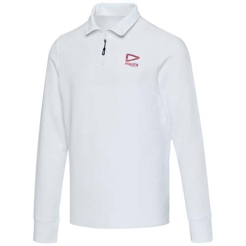 Apollo koszulka polo z zamkiem do połowy i długimi rękawami, uniseks 245 g/m²