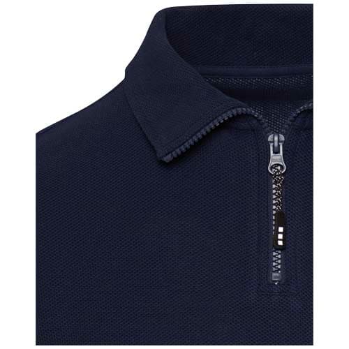 Apollo koszulka polo z zamkiem do połowy i długimi rękawami, uniseks 245 g/m²