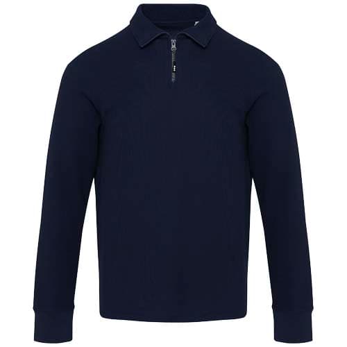 Apollo koszulka polo z zamkiem do połowy i długimi rękawami, uniseks 245 g/m²