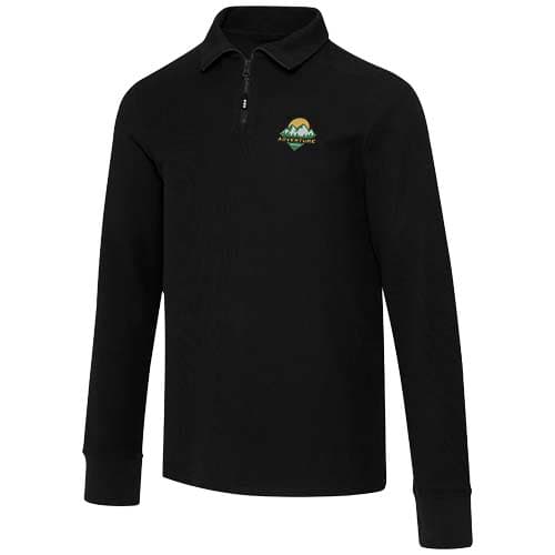 Apollo koszulka polo z zamkiem do połowy i długimi rękawami, uniseks 245 g/m²