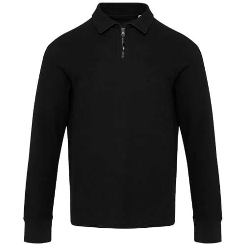 Apollo koszulka polo z zamkiem do połowy i długimi rękawami, uniseks 245 g/m²