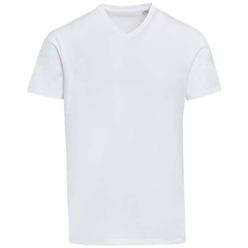 Balfour organiczna koszulka unisex z krótkim rękawem i dekoltem w serek, wykonana z materiału o gramaturze 200 g/m², z certyf