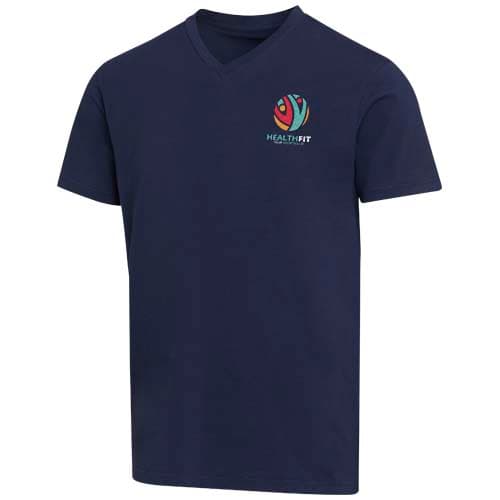 Balfour organiczna koszulka unisex z krótkim rękawem i dekoltem w serek, wykonana z materiału o gramaturze 200 g/m², z certyf