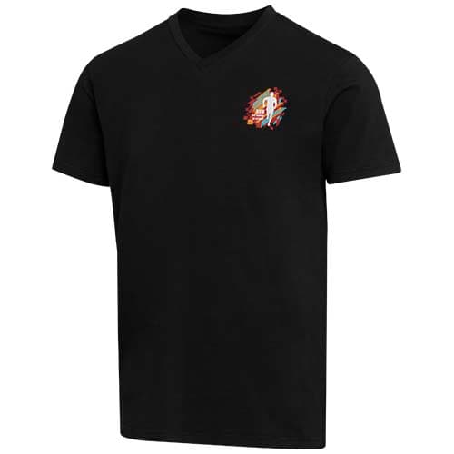 Balfour organiczna koszulka unisex z krótkim rękawem i dekoltem w serek, wykonana z materiału o gramaturze 200 g/m², z certyf
