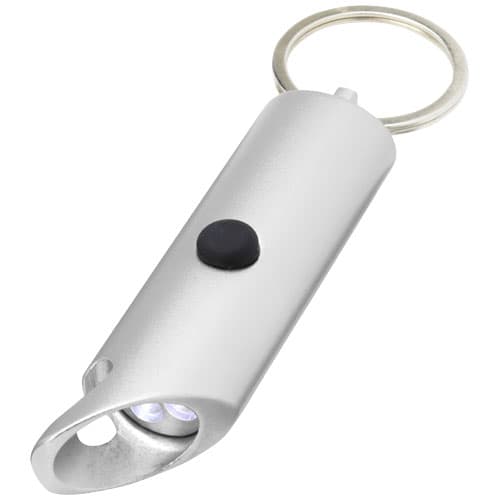 Flare latarka LED i otwieracz do butelek z łańcuchem do kluczy wykonany z aluminium IPX z recyklingu