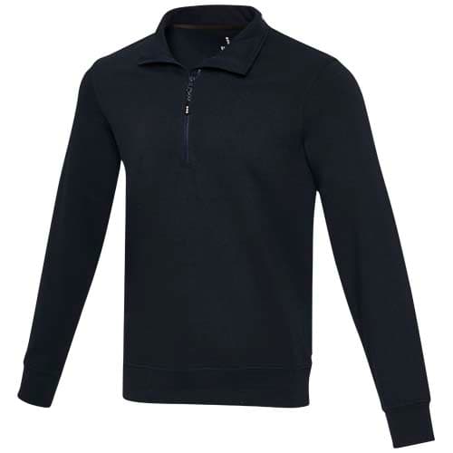Tin sweter unisex Aware™ z materiałów z recyklingu z zamkiem błyskawicznym na 1/4 długości 280 g/m²