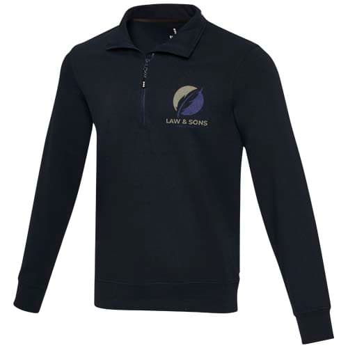 Tin sweter unisex Aware™ z materiałów z recyklingu z zamkiem błyskawicznym na 1/4 długości 280 g/m²