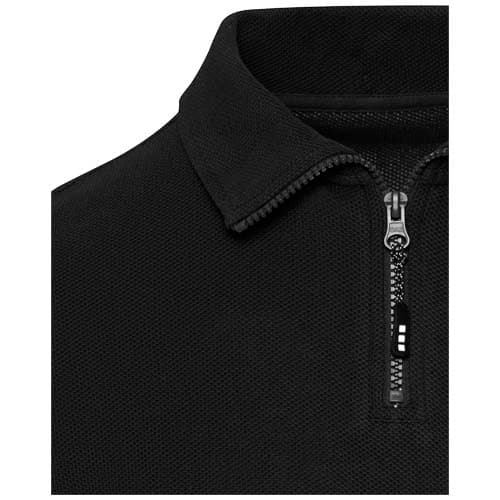 Apollo koszulka polo z zamkiem do połowy i długimi rękawami, uniseks 245 g/m²